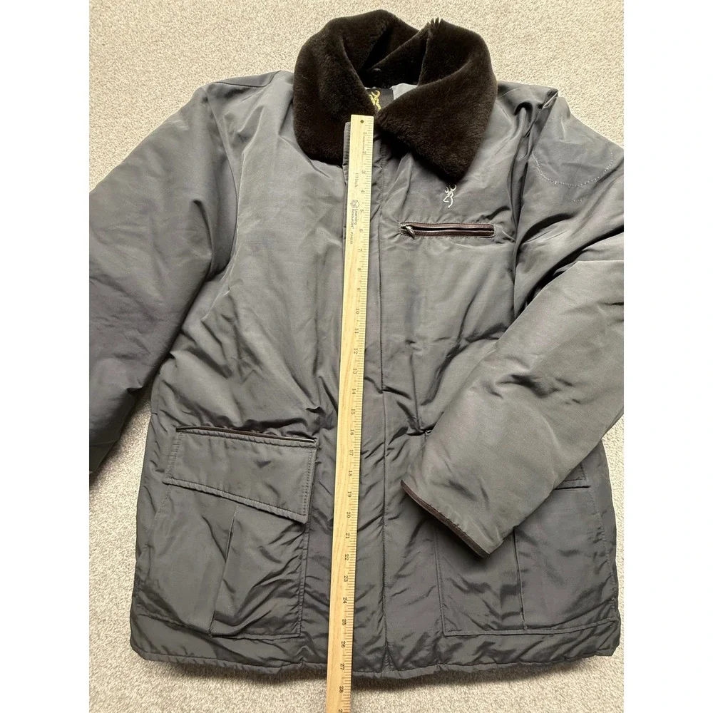 Vintage Browning Down Filled Parka Jacket Fur‎ Collar Mens Large Gray Brown